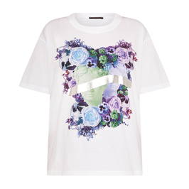 Marina Rinaldi Cotton Floral Print T-Shirt White - Plus Size Collection