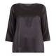 MARINA RINALDI BLACK SILK SATIN SCOOP NECK TOP 