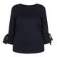 MARINA RINALDI NAVY STRETCH JERSEY TOP WITH EYELET TIE CUFF