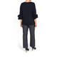 MARINA RINALDI NAVY STRETCH JERSEY TOP WITH EYELET TIE CUFF