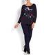 Marina Rinaldi navy floral organza applique TOP