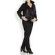 MARINA RINALDI BLACK LEATHER JACKET WITH STITCH DETAILING 