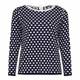 Marina Rinaldi navy spotty sweater with bow back detail