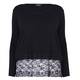 MARINA RINALDI BLACK SWEATER WITH LACE HEM