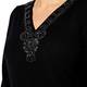 MARINA RINALDI EMBELLISHED BLACK WOOL SWEATER