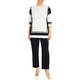 Persona by Marina Rinaldi Stretch Viscose Sweater Navy and White