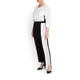 MARINA RINALDI BLACK TROUSER WITH CREAM INSERT DETAIL