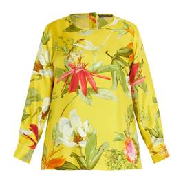 Marina Rinaldi Pure Silk Botanical Print Tunic Yellow  - Plus Size Collection