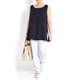 MARINA RINALDI LONG NAVY LINEN VEST