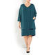 MARINA RINALDI V-NECK VISCOSE KNIT DRESS TEAL