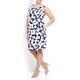 Marina Rinaldi navy abstract floral print DRESS with optional sleeves