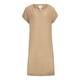 MARINA RINALDI caramel and cream linen dress