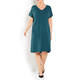 MARINA RINALDI V-NECK VISCOSE KNIT DRESS TEAL