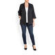 MARINA RINALDI BLACK LINEN PINSTRIPE SINGLE BREASTED BLAZER