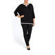 MARINA RINALDI BLACK VIRGIN WOOL SWEATER WHITE TIPPING