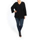 MARINA RINALDI BLACK COTTON AND LUREX SWEATER 