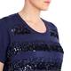 MARINA RINALDI NAVY SEQUINED STRIPES TOP