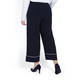 MARINA RINALDI NAVY TRIACETATE CULOTTES WHITE PIPING