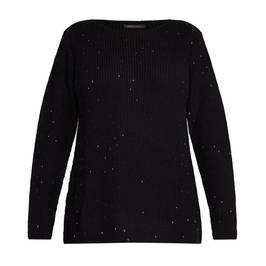 MARINA RINALDI BEADED SWEATER BLACK - Plus Size Collection