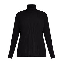 Marina Rinaldi Ribbed Polo Neck Black  - Plus Size Collection