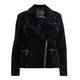 MAT. BLACK QUILTED VELVET BIKER JACKET