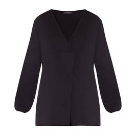 ELENA MIRO V-NECK STRETCH JERSEY TOP BLACK - Plus Size Collection
