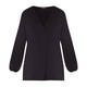 ELENA MIRO V-NECK STRETCH JERSEY TOP BLACK