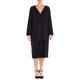 ELENA MIRO V-NECK STRETCH JERSEY TOP BLACK