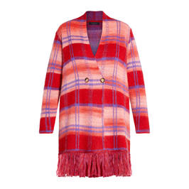 ELENA MIRO LONG FRINGED CARDIGAN RED - Plus Size Collection