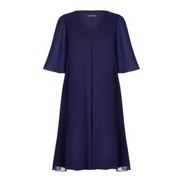 ELENA MIRO GEORGETTE DRESS AND SCARF NAVY - Plus Size Collection