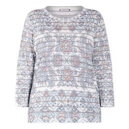 ELENA MIRO PAISLEY PRINT KNITTED TUNIC BLUE  - Plus Size Collection