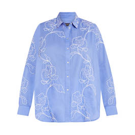 ELENA MIRO COTTON EMBROIDERED SHIRT SOFT BLUE - Plus Size Collection