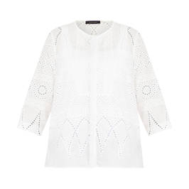 ELENA MIRO BRODERIE ANGLAISE SHIRT WHITE - Plus Size Collection