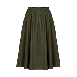 ELENA MIRO ELASTICATED WAIST COTTON SKIRT KHAKI - Plus Size Collection