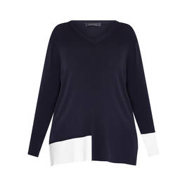 Elena Miro Fine Knit V-neck Sweater Navy - Plus Size Collection