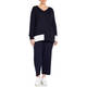 Elena Miro Fine Knit V-neck Sweater Navy