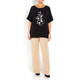 ELENA MIRO KIMONO SLEEVE PRINT T-SHIRT BLACK