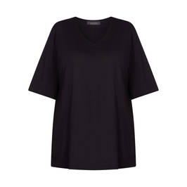 ELENA MIRO BUTTON BACK TOP BLACK - Plus Size Collection
