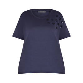 ELENA MIRO SEQUIN EMBELLISHED T-SHIRT NAVY - Plus Size Collection