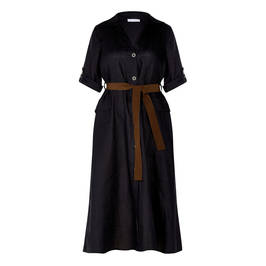 PIAZZA DELLA SCALA LINEN DRESS BLACK - Plus Size Collection