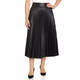 ELENA MIRO FAUX-LEATHER PLEATED SKIRT BLACK