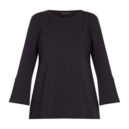 ELENA MIRO LONG-SLEEVE T-SHIRT WITH FLARED CUFF BLACK  - Plus Size Collection