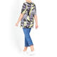 BEIGE ABSTRACT PRINT STRETCH JERSEY TOP BLACK