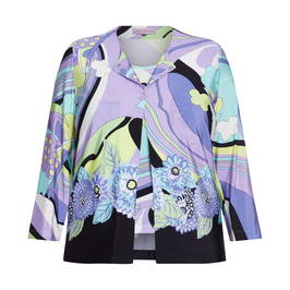 PIERO MORETTI SATIN JERSEY TWINSET PRINTED LAVENDER - Plus Size Collection