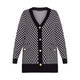 MARINA RINALDI CHECK INTARSIA CARDIGAN BLACK AND WHITE