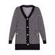 MARINA RINALDI CHECK INTARSIA CARDIGAN BLACK AND WHITE