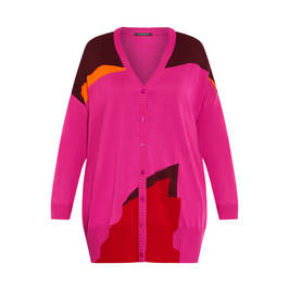 MARINA RINALDI ABSTRACT INTARSIA CARDIGAN FUCHSIA  - Plus Size Collection