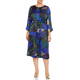 MARINA RINALDI BOLD FLORAL SATIN DRESS COBALT