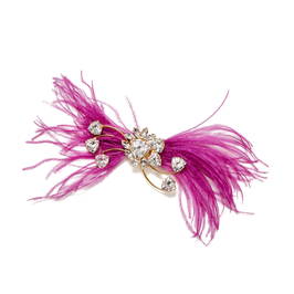 Marina Rinaldi Feather and Jewel Brooch Fuchsia - Plus Size Collection