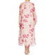 MARINA RINALDI GEORGETTE DRESS CREAM AND FUCHSIA